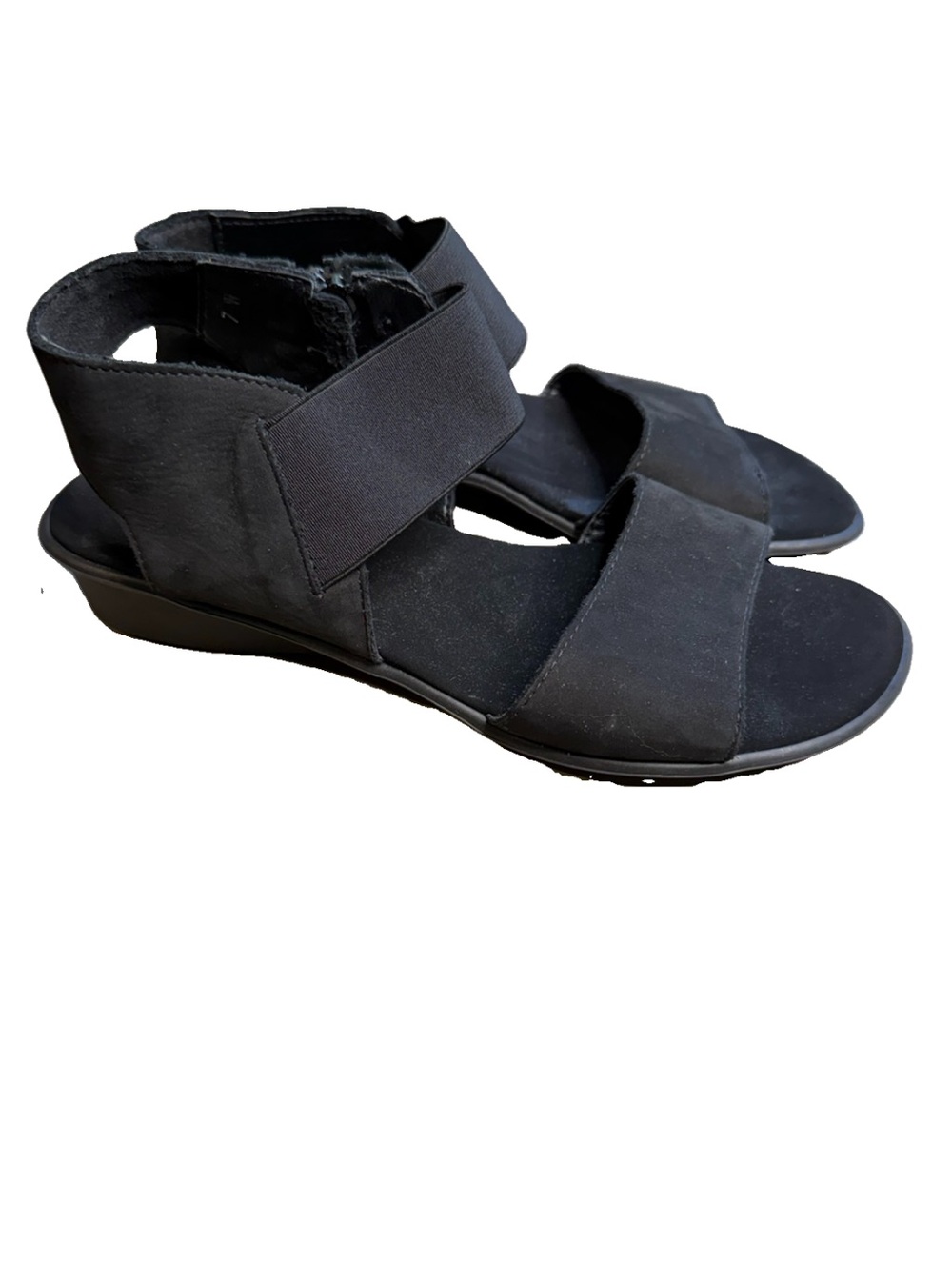$168 Sesto Meucci Women's Black Comfort Zip Demi Sandal Shoe US 7 M S1